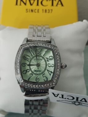 Invicta Wildflower Women's Watch Green Sunburst Dial and Crystal Bezel, 31mm
